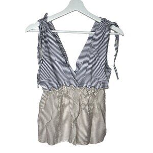 NSR Women’s Small Sleeveless Blue White Striped Tank Top Blouse